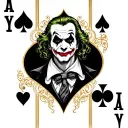 Black and gold card, a small heart, diamond, club and spade in each corner and a joker image in the middle tattoo design idea