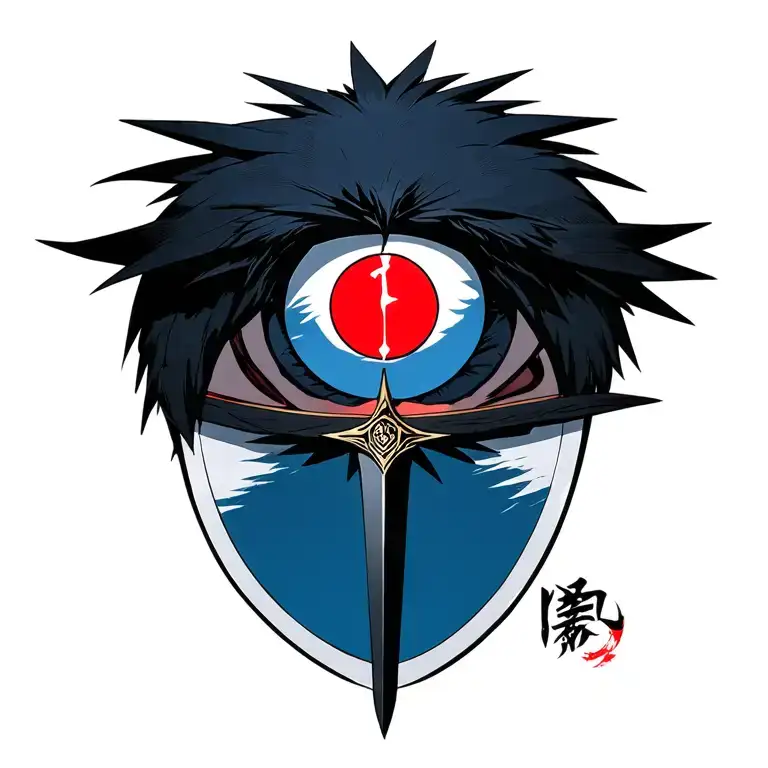 Itachi uchiha, kunai, crow but with sharingan in crow eye, tattoo tattoo design idea