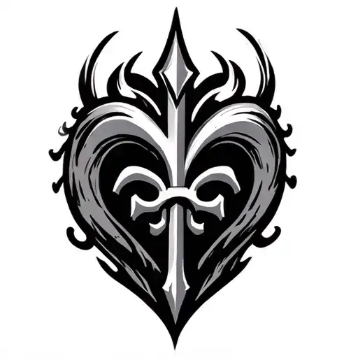 saints logo incorporated with heart tattoo design idea