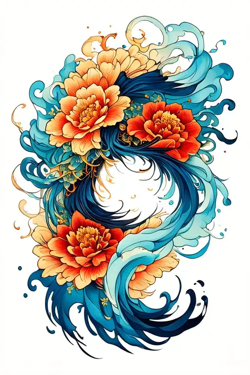 ethereal Japanese smoke swirling tattoo design idea