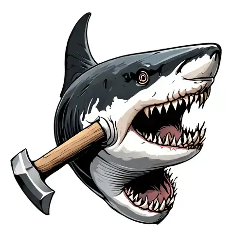 shark with a hammer for a nose tattoo design idea