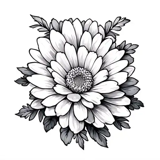 chrysanthemum, 2 violet, cosmos, aster tattoo design idea