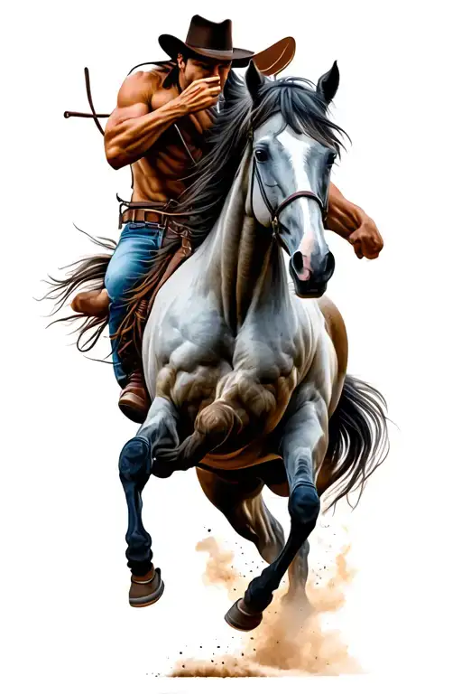man bucking horse tattoo design idea