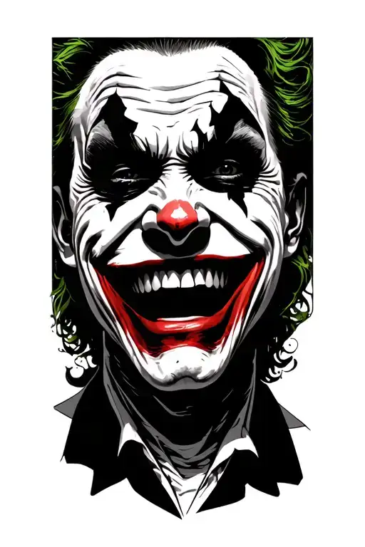 Joker smiles and grimaces tattoo design idea
