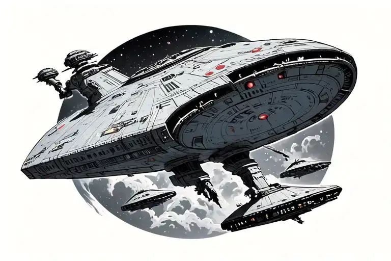 Star Trek spaceship landing tattoo design idea