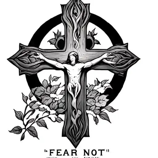 cross fear not Isaiah 41:10 tattoo design idea