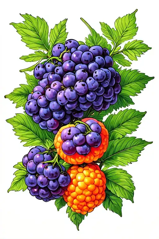 mulberry and cloudberry  tattoo design idea