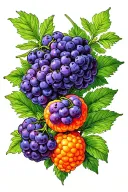 mulberry and cloudberry  tattoo design idea