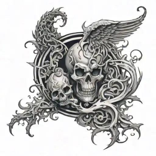 The edge of hell and the heaven tattoo design idea