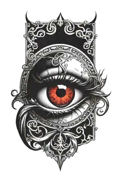 Satanic red Realistic Eye, top section rounded off for the wrist tattoo design idea