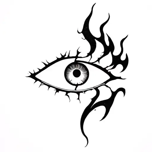 A symbol like flame, or eye with visible cracks running through it — still holding together, yet clearly damaged tattoo design idea