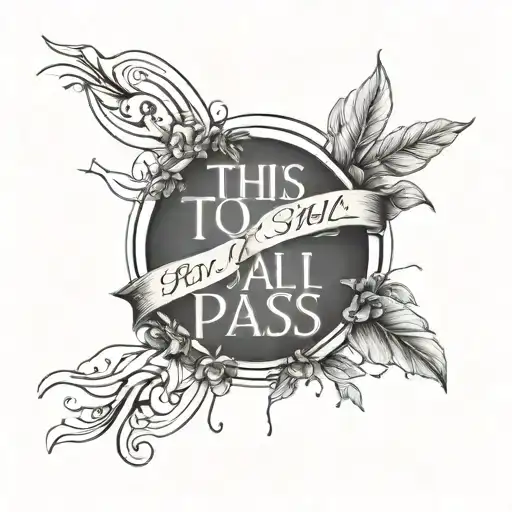 This too shall pass written, ECG line mental health tattoo design idea