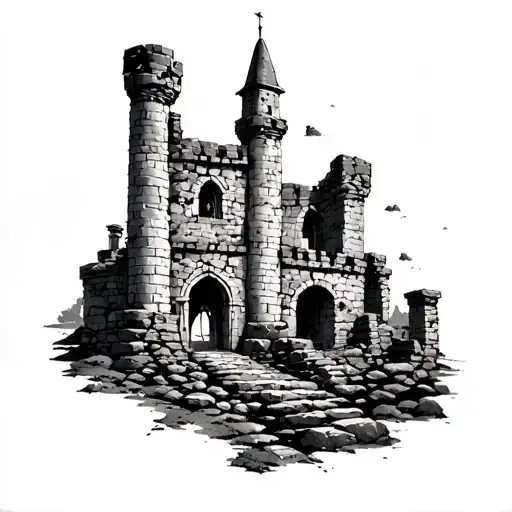 Castle Ruins tattoo design idea