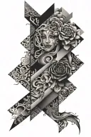 patchwork sleeve design, baddie arm sleeve tattoo design idea