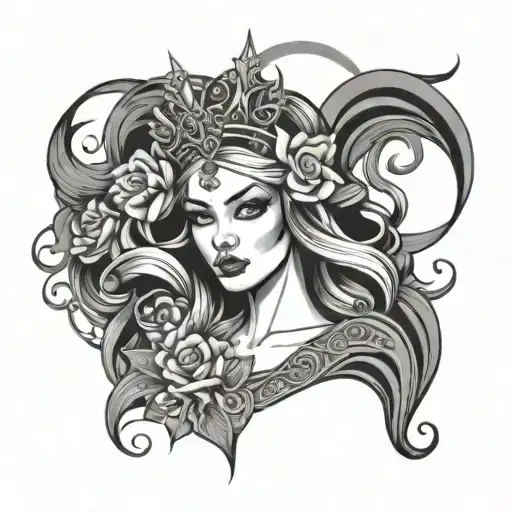 pagen thug princess surrounded tattoo design idea