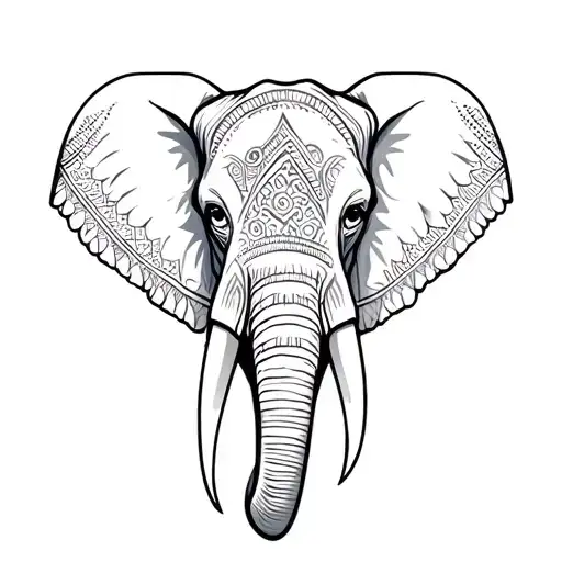 elephant head with south African patterns inspired tattoo design idea