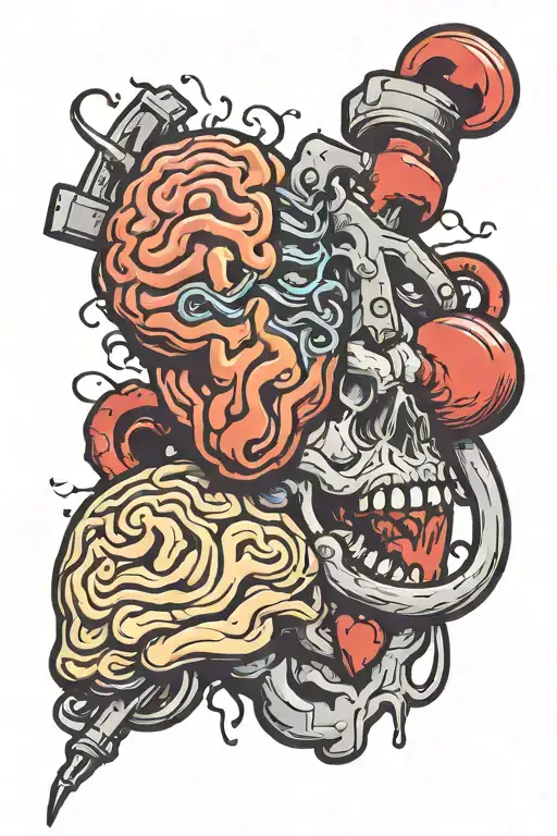 brain vs heart tattoo design idea