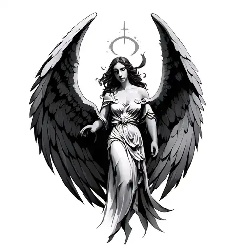 angels vs evil tattoo design idea