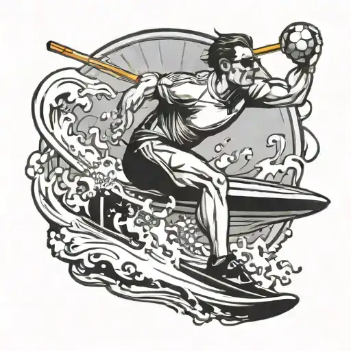 Soccer water skiing spy tattoo design idea