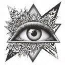 evil eye surrounded inside triangle tattoo design idea