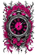 "Mélanie" clock core pink tattoo design idea