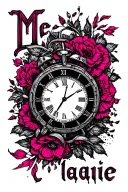 "Mélanie" clock core pink tattoo design idea
