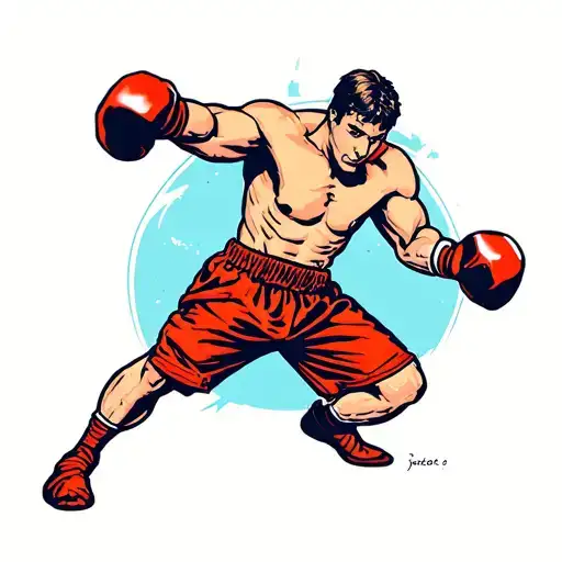 olegator boxer throwing a punch tattoo design idea