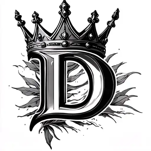 crown with letter D tattoo design idea