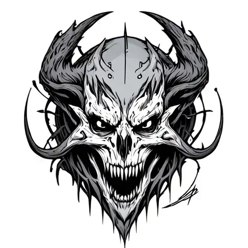 demonic cyber sigilism style tattoo tattoo design idea