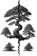 half fig tree half pine tree split down the middle tattoo design idea