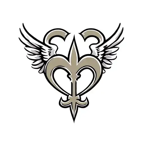 New Orleans saints logo intertwined with heart and wings  tattoo design idea