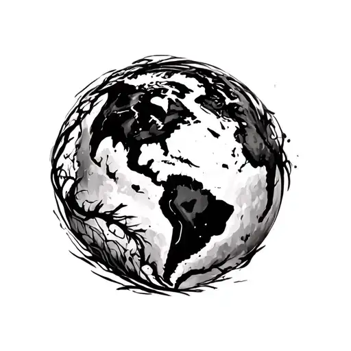 Haitian tree with also America globe making emphasis tattoo design idea