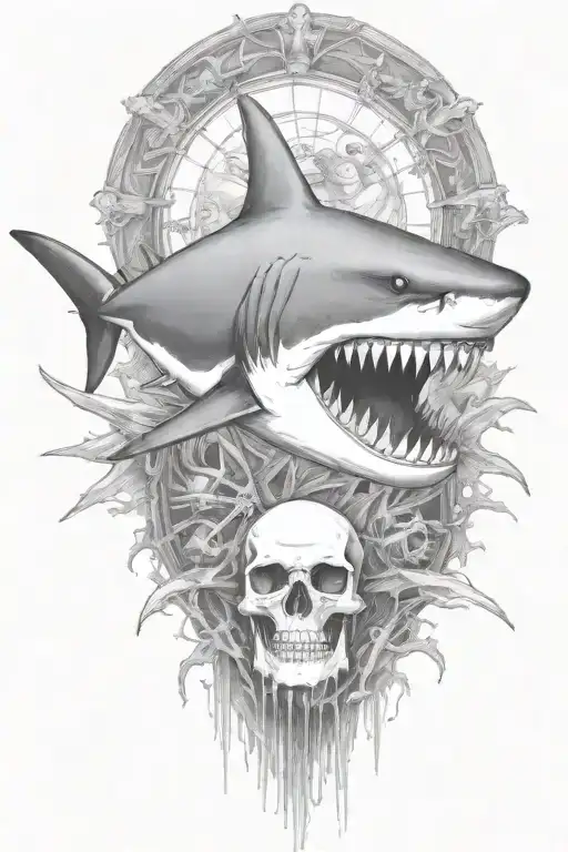 shark skeleton tattoo design idea