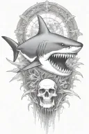 shark skeleton tattoo design idea