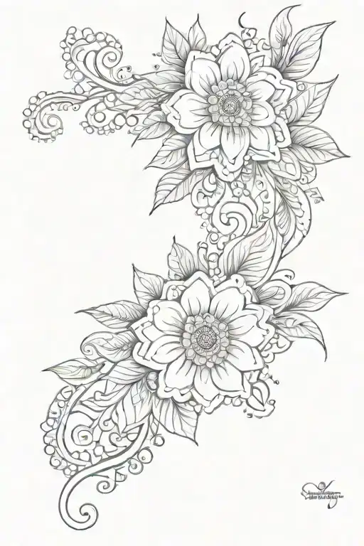 ankle henna floral tattoo design idea