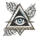 triangle under the eye and a divided rhombus above the eye tattoo design idea