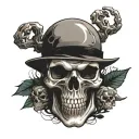 skull and shadow walking tattoo design idea