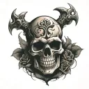 skull and shadow walking tattoo design idea
