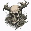 skull and shadow walking tattoo design idea