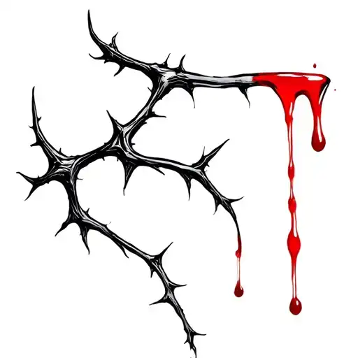 ONLY THORN BRANCH PIERCING WITH BLOOD DROPPING. . THORNS GIVING ILLUSION OF BEING ENTRENCHED UNDER MY SKIN tattoo design idea