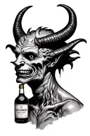 devil and alcohol addiction tattoo design idea