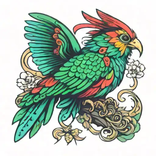 quetzal bird tattoo design idea