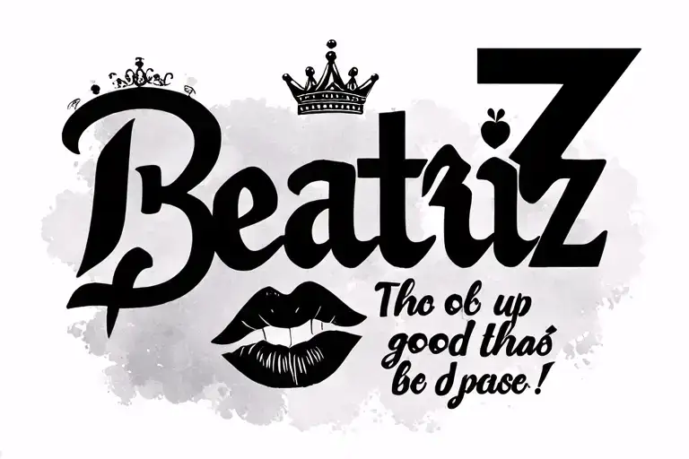 That Beatriz says with a good letter on the side and a crown on top of the b on the side and in the z that has a kiss up tattoo design idea