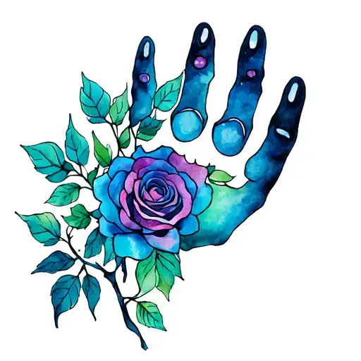 bear paw and rose vine tattoo design idea
