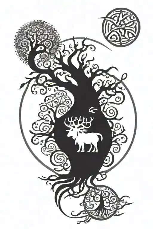 zodiac taurus leo virgo and tree of life tattoo design idea