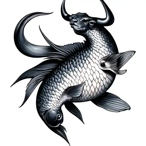 Pisces Taurus tattoo design idea