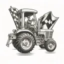 an 88 with a tractor and checkered flag downward spiral tattoo design idea