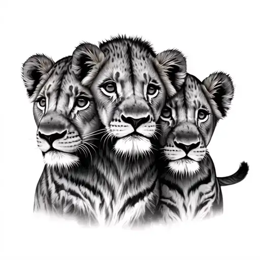 3 Lion Cubs tattoo design idea