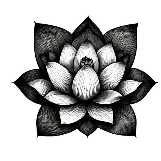 geometric lotus flower in reverse triangle tattoo design idea