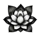 geometric lotus flower in reverse triangle tattoo design idea